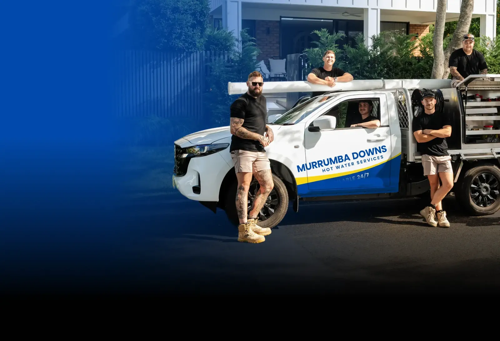 Murrumba Downs Hot Water Services team with the ute